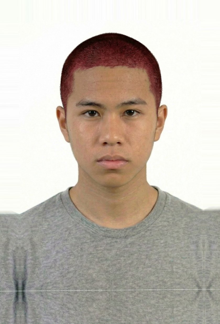 Ethan Flores with a fresh buzz cut at enlistment